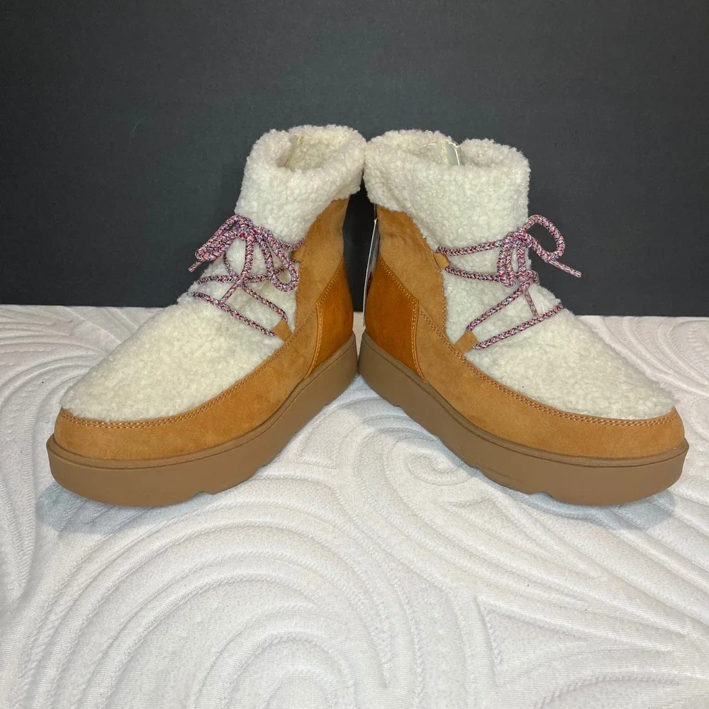 Cat &‎ Jack Arya Kids Cognac Faux Shearling Winter Boots Size 5 NEW